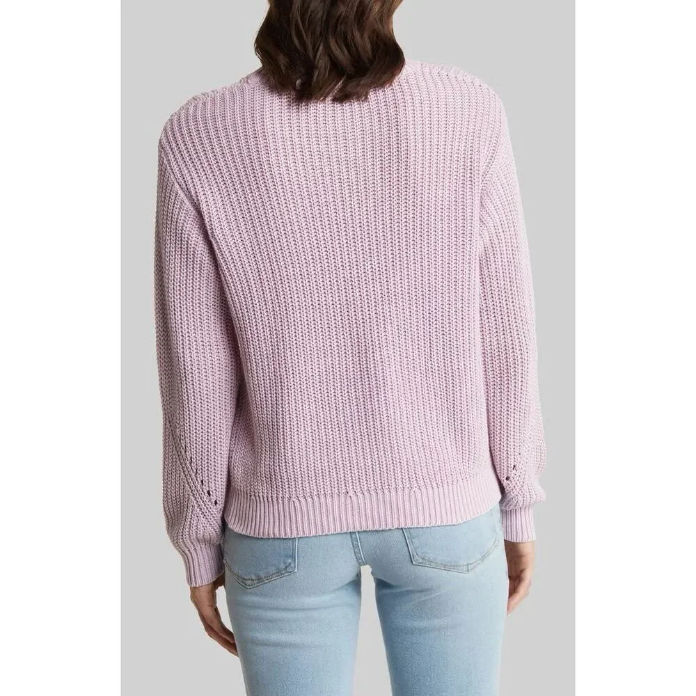 ✨Marine Layer Ramona Pointelle Accent Cotton Crewneck Purple Sz Small Sweater✨